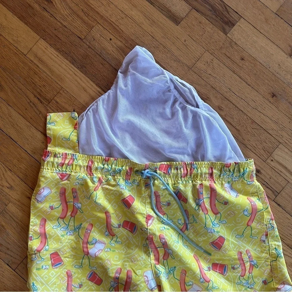Tipsy Elves Sausage Party Novelty Swim Trunks Lined XXL